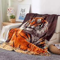 Manta De Flannel Tigre Negro Dorado 3D Para Sofa Cama Viaje Moderna Antipelusa Regalo De Cumpleaños Manta De Cobertor Rectangular Para Adultos - details 3