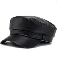 Gorro Militar De Cuero PU Para Mujeres Moda Otoño Invierno Beret Plano Casual Unisex Para Exteriores Y Pintores - details 2