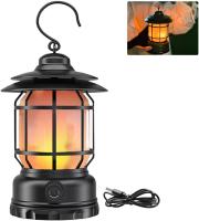 El interior de camping recargable, Lámpara decorativa de Mesa con forma de llama, Luz LED de 2 Modos with Gancho, Estilo Vintage regulable, portátil, impermeable, para uso en interiores. - details 0