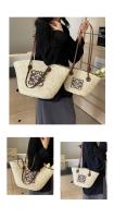Bolso de paja Bolso de gran capacidad Bolso de mano tejido a mano Bolso de Playa para Mujer (1 Unidad, beige) （A 50*28*19cm）（a34*20*13） - details 1