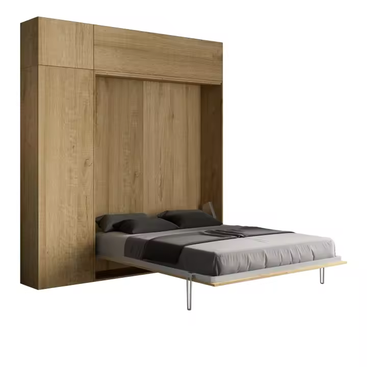 Cama Doble Kentaro Oak Nature with columna-Moble de pared vasistas-Moble de pared sobre columna - 1