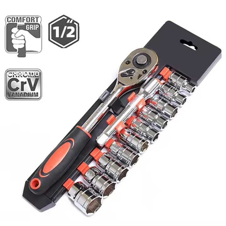 Juego Completo De Herramientas 12pcs Llaves De Enchufe De 1/2 Pulgada Set De Eje De Impacto Métrico Llaves De Destornillador Profesional Para Reparación De Garage - 1