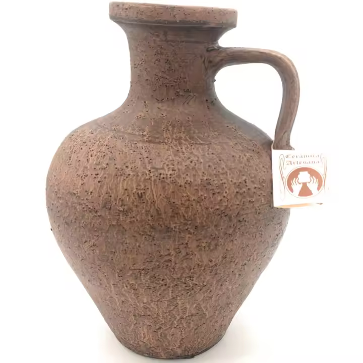 Cantaro artesanal 1 asa de barro rustico hecho a mano 30 alto x 20 cm ancho - 1