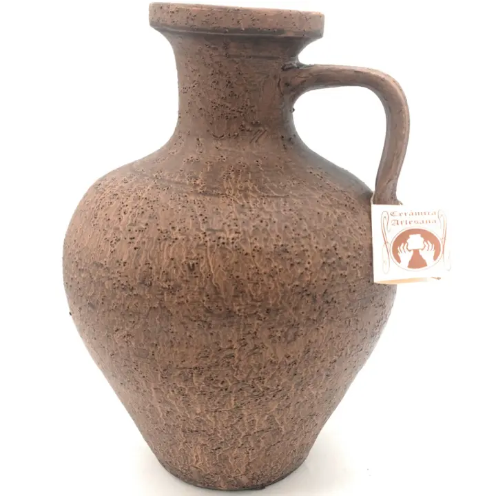 Cantaro artesanal 1 asa de barro rustico hecho a mano 30 alto x 20 cm ancho - 1