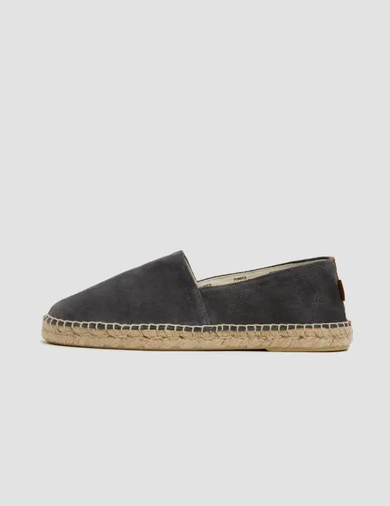 Pompeii Brand Alpargatas Pompeii Aero Suede Negras Antracita Unisex - Suela de Esparto - Diseño Elegante y Cómodo - 1