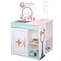 Teamson - Set hospital de madera 3 en 1 para niños, incluye clínica veterinaria, hospital y salón de mascotas, juego de roles para pequeños doctores y veterinarios, juguetes educativos multifuncionales, recomendado a partir de 3 años, 17 piezas - details 0