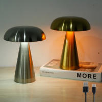 Lámpara De Mesa Retro Con Forma De Setas LED Luz Nocturna Táctil Decorativa Para Escritorio Lámpara De Noche Para Cama Barra De Ambiente Material Metálico - details 0