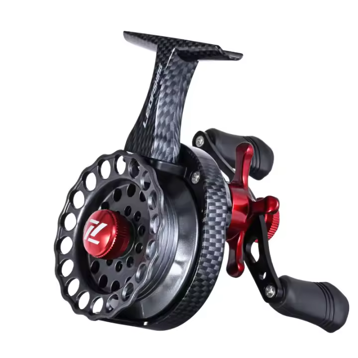 Carrete De Pesca Para Hielo Y Remolque Carrete De Metal Izquierdo/Derecho Alta Resolución Textura De Carbono Para Pesca En Oceano Río Lago Y Reservorio - 1