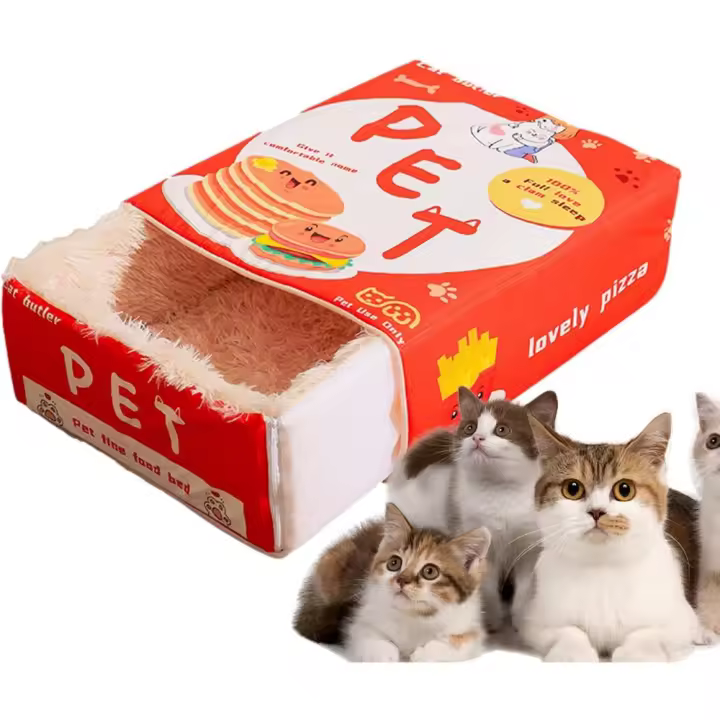 Cama Rectangular Para Gato Grande Con Cierre De Cremallera Almohadilla De Peluche De Algodón PP Suave Casa De Mascota Para Perro Pequeño Y Mediano - 1