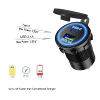 Cargador De Coche Universal LED USB Tipo-C PD Con Enchufe De Poder Para Motocicleta Moto Camión ATV Barco 30W Carga Rápida - details 3