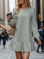 Vestido De Mujer Para Otoño E Invierno Con Mangas Largas Cuello Redondo Jacquard Casual Moda Sudadera Para Streetwear - details 3