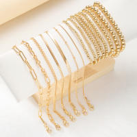 Set De 15 Pulseras Retro Punk Cubanas Para Mujer Elegantes De Color Oro Con Cuentas Huecas CCB Ajustables Moda Hip Hop Joyería - details 5