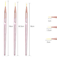 Set De 3 Pinceles De Uñas En Oro Rosa Para Arte De Uñas Con Mango De Metal Línea Delgada Dibujo Boli Herramientas De Manicura Para Diseño De Uñas UV Gel - details 1