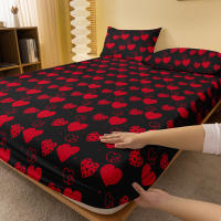 Sábana Ajustada De Corazón Sencillo Y Moderno Con Impresión En Acabado Mate Cobertor De Cama De Dormitorio Sin Almohadillas (excluye Fundas De Almohada) Material Poliéster 100% - details 2