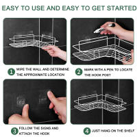 Estante De Baño Metálico Sin Perforar Organizador De Condimentos Esquina Para Almacenamiento De Shampoo Y Cosméticos Accesorios De Baño - details 11