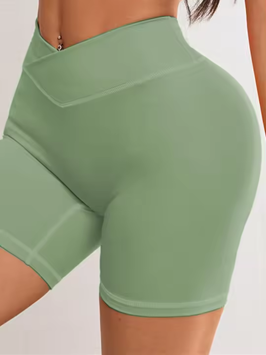 Shorts De Yoga Para Mujer Con Cintura Cruzada V 3.5 Shorts De Entrenamiento Fitness Deportivos Sin Bolsillos Regular Nylon Spandex - 1