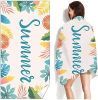 Toalla de playa grande extra grande, toalla de piscina grande de microfibra de secado rápido, patrón de hojas de fruta, ligera y compacta, adecuada para adultos, mujeres, hombres, viajes, natación, baño - details 0