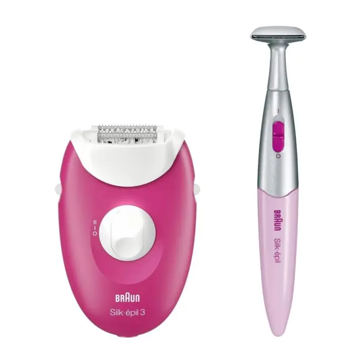 BRAUN Silk-épil SE3-420 Depiladora Color Rosa 20 pinzas 2 velocidades  varias piezas, luz ilumina zona - 1