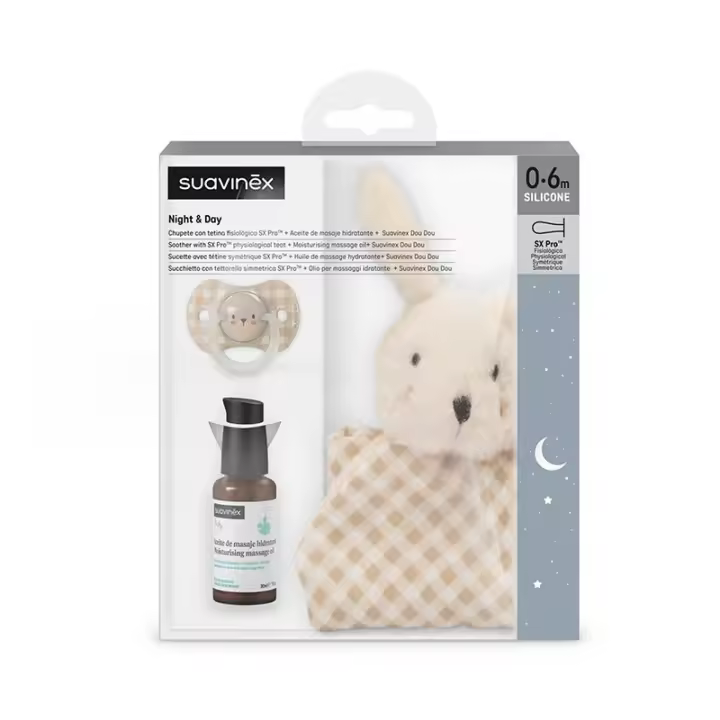 Suavinex Set Chupete Dou Dou Aceite Masaje Night And Day Rabbit - 1