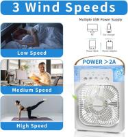 MAXHOME-Ventilador de aire acondicionado portátil, mini enfriador de aire evaporativo con luz LED de 7 colores,3 velocidades de viento,3 modos de pulverización,negro,azul y blanco - details 5