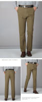 Pantalones Casuales Para Hombre 100% Algodón Verano Delgados Clásicos Otoño Gruesos Negocios Moda Cómodos Elásticos Rectos Talla Alta Bolsillos - details 7