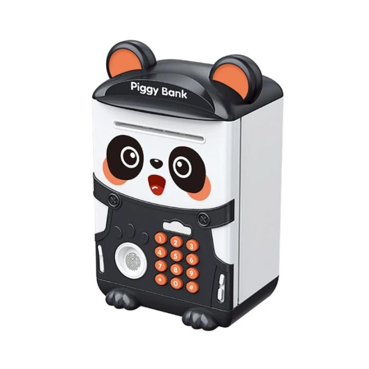 PORCHEDDU Banco de MonedasEstilo Panda ATM with Rollo Automático de Dinero y Cerradura de Huella-Juguetes Creative para Niños, Gift Perfecto para Niños y Niños, Caja de Ahorros para Niños, Gift 6,1