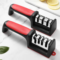 Afilador De Cuchillos Rápido 3/4 Sección Multifuncional Para El Hogar Herramienta De Cocina Con Piedra De Afilar Negra Tratamiento De Acero Inoxidable - details 0