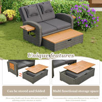 Conjunto de chaise longue de Jardín Para 2 plazas, Trino gris, apoyo ajustable, patites de Apoyo, Con reposapiés o como Cama de exterior, Con Juguetes y Juguetes de asiento - details 2