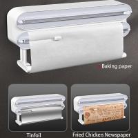 Dispensador de film transparente magnético, dispensador de papel de aluminio para cocina, 3 en 1, recargable, para montaje en pared, con soporte para toallas de papel para cajones de armarios de cocina del hogar - details 1