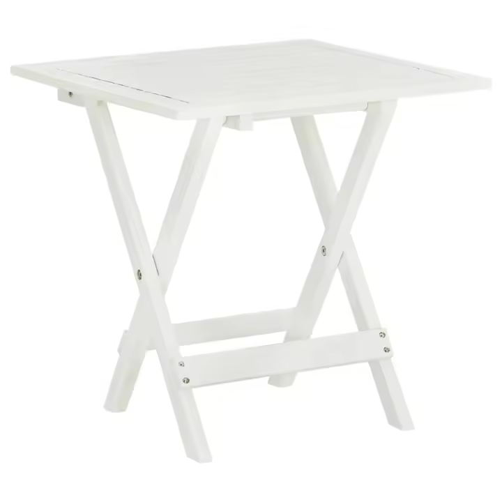vidaXL Mesa terraza bistró madera maciza de acacia blanco 46x46x47 cm - 1