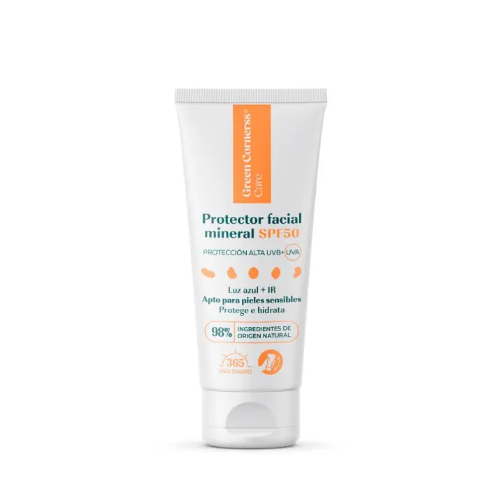 GREEN CORNERSS CARE - Protector facial mineral SPF 50 | 50 ml | Apto para piel sensible | 100% mineral con color | Perfecto para Toda la Familia - 1