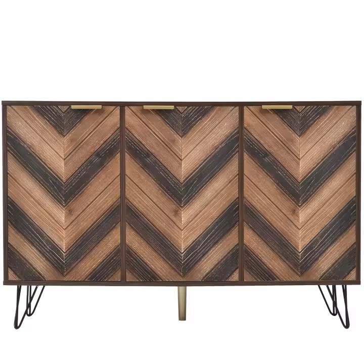 Aparador, exclusivo aparador de Tres Puertas con detalles elegantes y Espacio de almacenamiento Amplio. La Puerta está hecha de Chapa de Madera maciza Y tiene una sensación cóncava y convexa. Incluye laminado. Gabinete pequeño de Oro G - 1