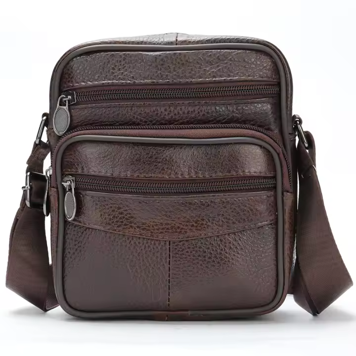 Verde - Bolso de Hombro de Cuero Genuino para Hombre - Bandolera Informal - Gran Oferta - 1