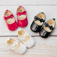Zapatos De Princesa Para Bebés KIDSUN Antideslizantes Con Lazo Clásico Primera Caminata Para Niñas Cuna Zapato Talla True Fit Para 0-24 Meses Material Superior PU Cordón De Seguridad Cierre De Correa - details 1
