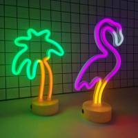 2pcs Luz LED Neón Para Flamencos Y Palmeras, Alimentada Por USB/baterías, Luces Decorativas Para Habitación Cumpleaños Fiesta De Verano Modernas - details 6