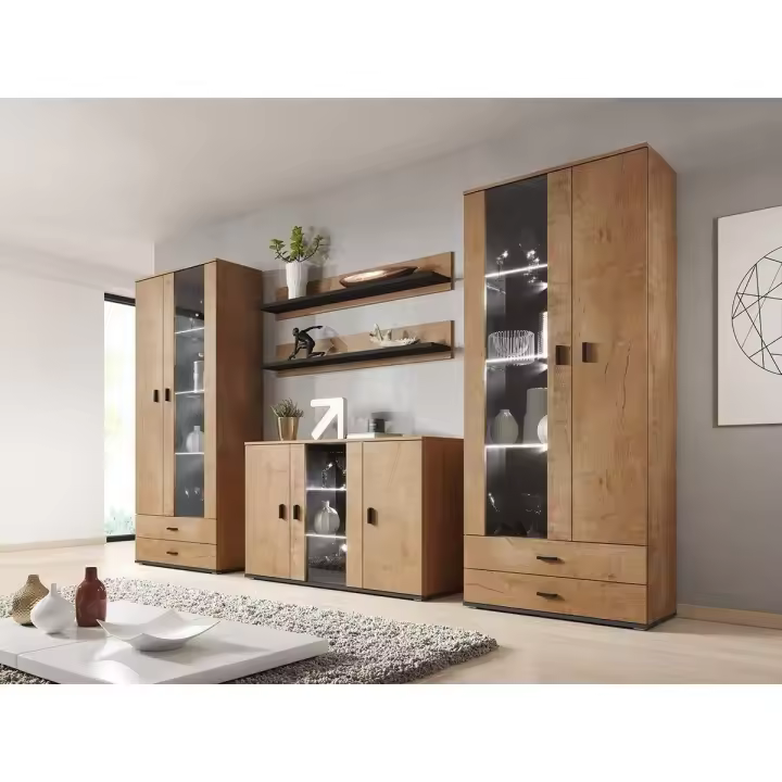 Conjunto de salón Charlotte E111 , Muebles ES, Aglomerado laminado, Vidrio, 192 x 41cm - 1