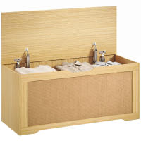 HOMCOM Baúl de Almacenaje 108L, Banco de Almacenaje con Panel de Ratán, Tapa Elevable, Brazos de Soporte, Diseño Sin Tiradores, para Recibidor, Pasillo, Dormitorio, Salón, 80x40x45 cm - details 0