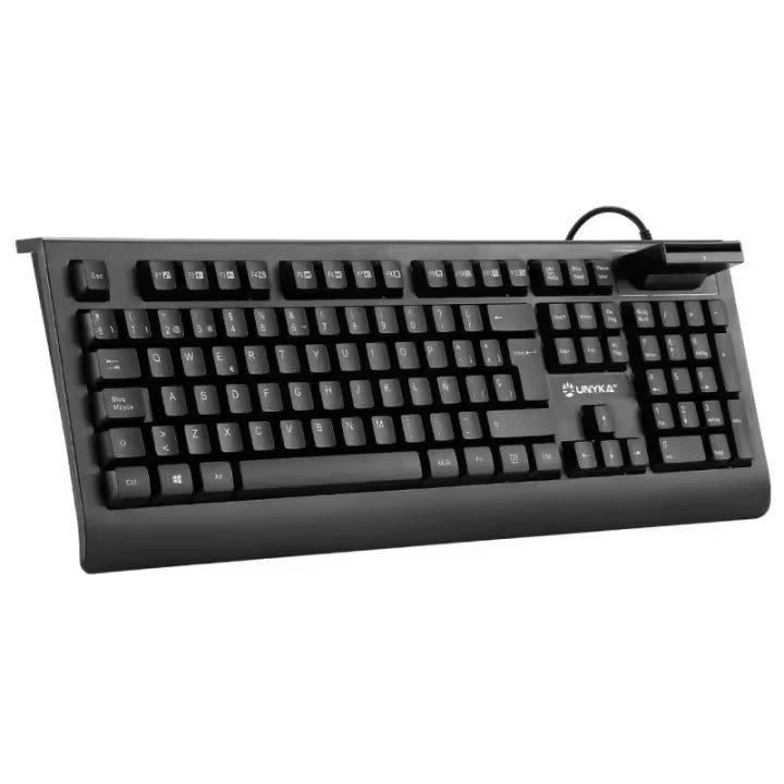 Teclado USB Unykach Kb918 con Lector Inteligente de Tarjetas - Negro - 105 Teclas - Cable de 1600 Mm - 1