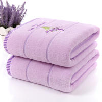 Toalla De Baño De Algodón Puro Lavanda Bordada Absorbe Agua Toalla De Rostro Y Mano Color Lavanda Y Blanco Tamaño Rectangular Para El Hogar - details 1