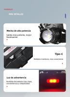 Linterna Frontal LED Potente 200000LM Torcha De Pesca Con Luz De Advertencia Lámpara De Cabeza De Longitud De Rayo Para Aventuras Al Aire Libre - details 5