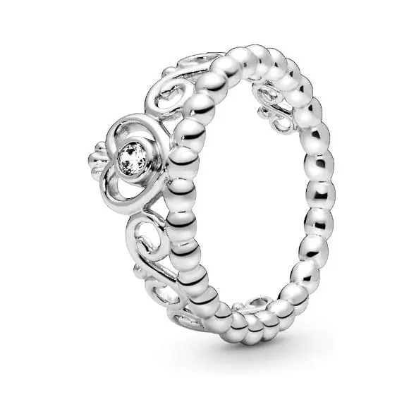 Pandora DE LA Mujer DE LA Firma DE LA Princesa Tiara Corona Cubic Zirconia Anillo de Plata, Viene con El embalaje de Caja De Regno original. - 1
