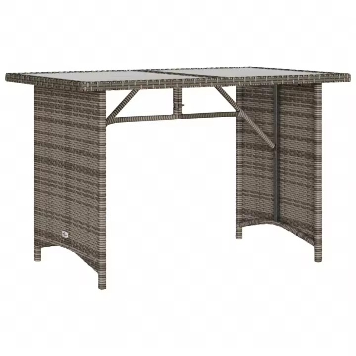 Mesa de Jardín superficie De Vidrio Ratán PE gris 110x68x70 cm - 1