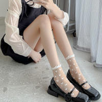 Calcetines De Verano Para Mujer Ultrafinos Transparentes De Seda De Vidrio Estampado De Corazones Y Flores Casual Transpirables De Tobillo Con Diseño De Rayas - details 7