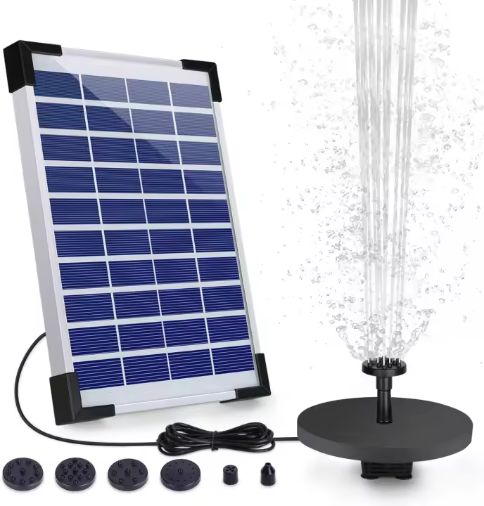 Fuente Solar De 12W Para Jardín Con Panel Solar Bomba Y Aspersores Decoración Para Pila De Pájaros Tanque De Peces Estanque Patio - 1