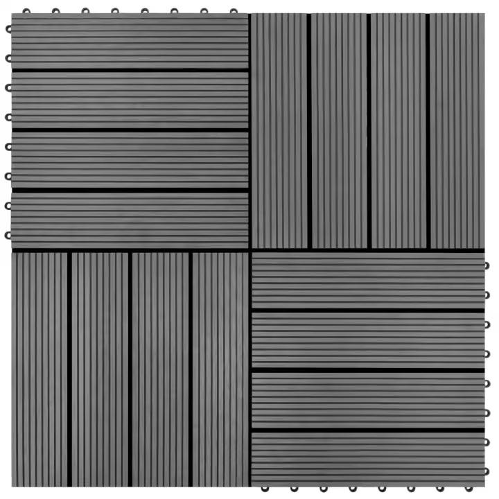 vidaXL 22x Baldosas de Porche WPC 30x30cm Superficie 2m² Teca Base Suelo Color Gris,  Color teca,  Marrón y mas - 1