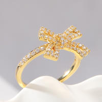 Encanto Anillo de lazo para mujer, estilo elegante, chapado en cobre de 14 quilates, con flor. - details 13