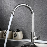 Grifo De Cocina De Acero Inoxidable 1Pc Grifo Frío De 360 Grados Giratorio Instalación Soporte Único Acero Inoxidable Para Cocina - details 4