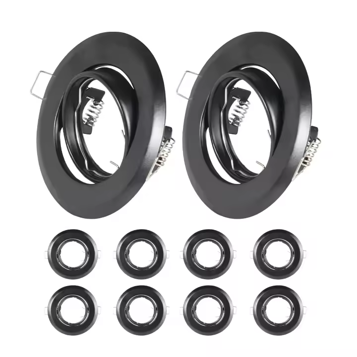 Soporte De Spot LED Ajustable Para Lámpara De Techo 65mm Fijación GU10 MR16 Bombilla Cambiable Metal Negro Satinado - 1