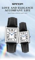Reloj Deportivo Casual SANDA 1108 Para Hombres Y Mujeres Resistente Al Agua Y Al Desgaste Con Dial Cuadrado De Cuero Legítimo Reloj De Cuarzo De Lujo Para Parejas - details 0