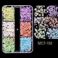 6 Grillas De 3D Flores Blancas Acrílicas Con Cuentas De Acero Para Diseño De Uñas Accesorio De Joyería DIY SASZCT-150 - details 12